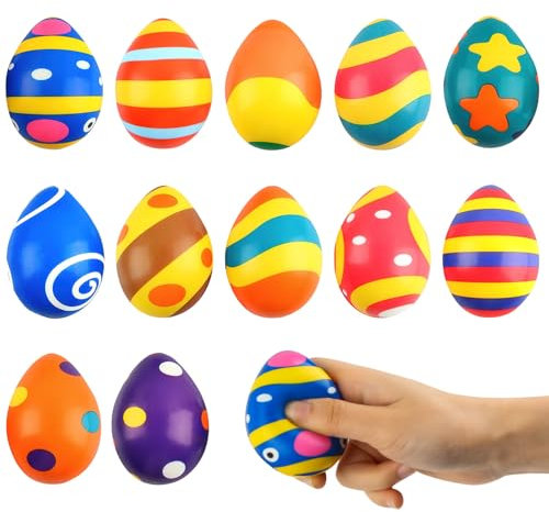 badaren Ostereier Stressball 12 Stück Antistressball, Stressbälle Ostern, Eier Mitgebsel Kinder, Ostern Geschenke, Ostergeschenk Kinder (B)