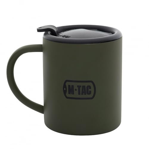M-Tac Thermobecher 280 ml – Isolierbecher aus Edelstahl mit Deckel – Camping & Outdoor Kaffeebecher – Doppelwandige Thermotasse für Büro, Auto & Reisen – Olivgrün, Olive