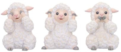 Nemesis Now Three Wise See No Evil Hear No Evil Speak Figurines, Adorable Hand-Painted Resin Collectibles and Gift - Sheep
