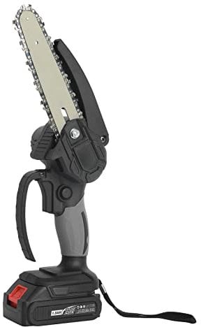 6-inch Handheld Chainsaw,Cordless Saw with Safety Switch,Adjustable Cutter Head,3000RPM,Mini Chainsaw for Garden Tree Trimming (Black)