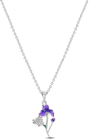 Teleye Iris & Schmetterling Silber Halskette, Minimalistischer Alltagsschmuck