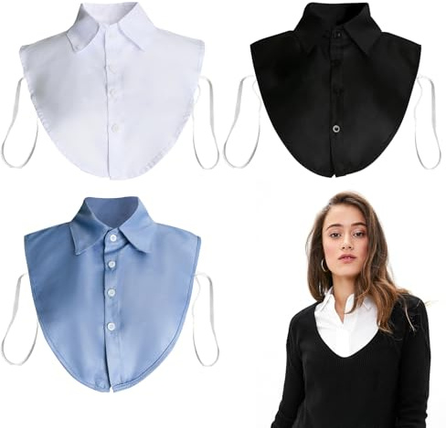 Insert de col pour femme, insert de col chemisier pour femme, extension de chemise femme, 3 pièces faux chemisier avec col montant, insert col roulé, extension de chemise, faux col amovible pour homme