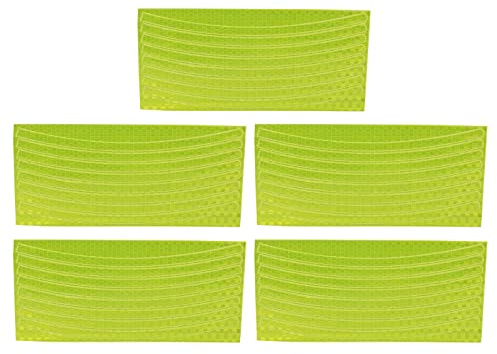 Rhawuy Mountain Cycling Reflective Stickers 5pcs Set | High Temp Enduring Rim Stripes for Disc & V Brakes | 26 Inch Wheel Security Decals/Night Riding Visibility (Yellow)