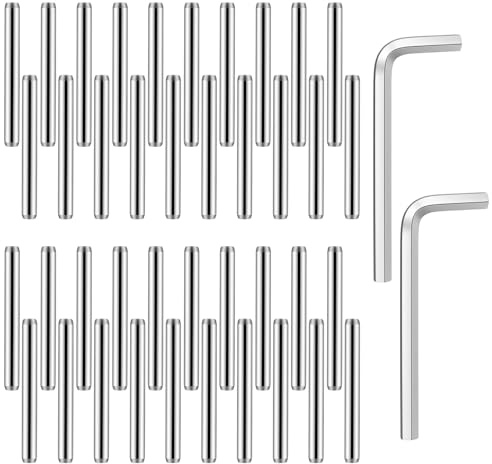 Spring Hinge Tension Pin Replacement Kit, 40 Pcs Stainless Steel Shelf Pins and 2 Pcs Hex Wrenches, Door Closing Hinge Pin, Metal Dowel Pegs Shelf Support Kit for Garage Doors, Self Closing Door