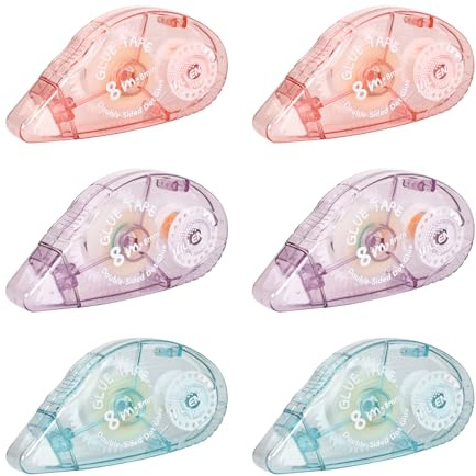 6 Stück Kleberoller, 8m x 8mm Doppelseitiges Klebeband Roller Fotokleber Roller Selbstklebend KlebeabrollerFür Basteln, Scrapbooking, Karten, Fotos, Tagebuch
