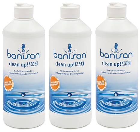 Banisan Clean Up! MAX Trübungsentferner & Leitungsreiniger für Whirlpools, Vorteils-Set 3x 470 ml, speziell entwickelt für Whirlpools