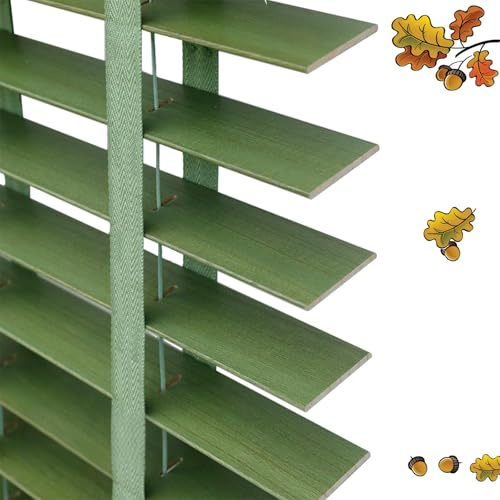 Cusom Wooden Venetian Blinds for Kitchen Windows 50mm Slats - Retro Bamboo/Roller Blind/Shutter blind, Vertical Wood Window Venetian Blinds for Home Decoration(Sage Green)