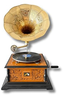 Gramophone antique avec tourne-disque Shellac | Grand gramophone en laiton vintage de 63,5 cm | Décoration d'intérieur rustique antique et de collection
