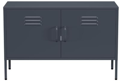 Lendo Online Mobile TV in Metallo – Lowboard Industriale – 100x40x65 cm – Mobile Porta TV per Soggiorno (Antracite)