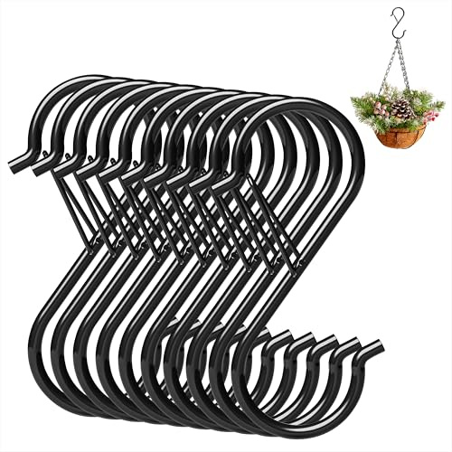 Qzakce Ganci a S in Metallo con Fibbia di Sicurezza Multifunzione per Armadio e Organizzazione Multiuso Cucina Giardino Camera Letto Bagno 10 Pezzi Nero