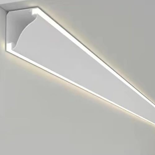 LED Light Channel for Ceiling Corner White, Indirect Crown Molding Trim for LED Strips, Double Side Lighting Baseboard Aluminum Profile(3.5 m (11.5 ft))