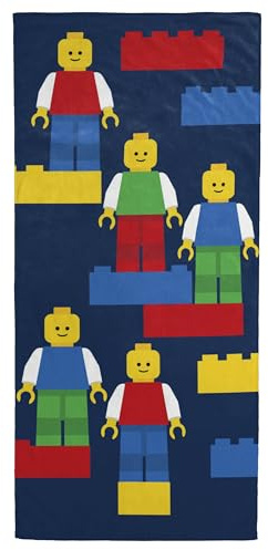LEGO® Bausteine Kinder Strandtuch Badetuch Pooltuch superweich, Blau | 71x147 cm, Offizielles Produkt, 100% Baumwolle, saugfähig, Schwimmen Reise Urlaub, Maschinenwaschbar, Kindergeschenk