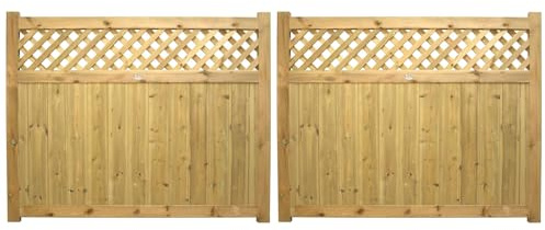 Urban Double Driveway Gates 4ft x 10ft Wooden Entrance with Diamond Insert