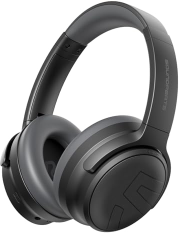 SoundPEATS Space Pro Cuffie Bluetooth 5.4 Over-Ear, Cancellazione Attiva del Rumore Ibrida, 151 Ore di Autonomia, LDAC Hi-Res Audio, Comode Regolabili, 282g, per Smart Working e Viaggi, Nero