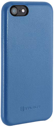 STILGUT Premium Leder-Cover kompatibel mit iPhone SE 2020/iPhone 8/iPhone 7 aus Nappaleder, Aquablau