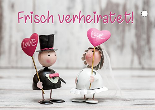 50 Ballonflugkarten für die Hochzeit FRISCH VERHEIRATET, extra leichte Ballonkarten, Ballon-weitflugkarten, wetterfest, bereits gelocht, Postkarten Hochzeit