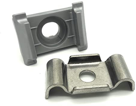 20 x Auflagebock Befestigung Doppelstabzaun Gitterzaun Mattenzaun Halter vers.Farb. Zaun Klemme Klemmlasche (ohne Überstand, Silber)