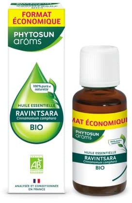 PHYTOSUN AROMS - Huile Essentielle Ravintsara Bio - HEBBD - 100% Pure & Naturelle- Votre alliée pour l'hiver - 100% Bio - Analysée & Conditionnée en France - 30 ml