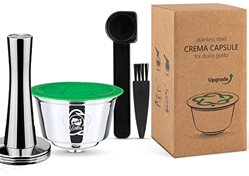 i Cafilas capsule réutilisable D.olce Gusto, capsule de café en acier inoxydable D.olce Gusto remplissage de capsule de café rechargeable, avec 1 cuillère à café et 1 brosse de nettoyage