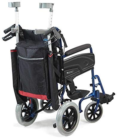 NRS Healthcare Wheelyscooter Reflective Wheelchair Scooter Gehstock/Krückentasche, Schwarz & Burgund