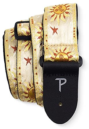 Perri's Leathers Ltd. - Gitarrengurt - Nylon - Jacquard - Hello Sunshine - Gold - Einstellbar - Für Akustik-/Bass-/Elektrogitarren - Hergestellt in Kanada (TWS-7247)