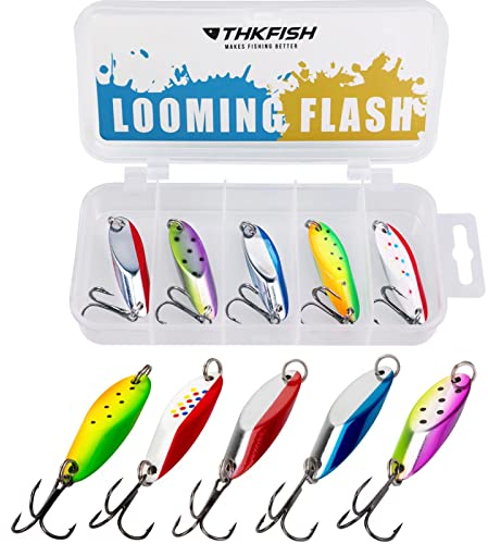 THKFISH Fishing Lures Fishing Spoons Lures Trout Lures for Trout pike bass Crappie Walleye Color A 7.5g(1/4oz) 5pcs