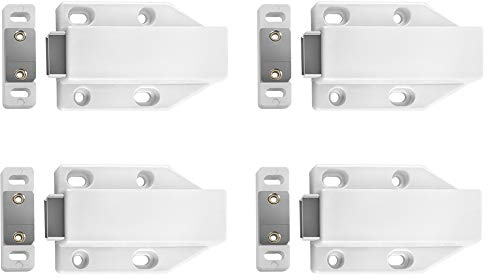 QWORK® Magnetic Push Latches, 4 Pack Push to Open Cabinet Latch Magnetic for Cabinet, Drawer, Cupboard, Wardrobe, Chipboard, Sideboard, Cooking Utensils