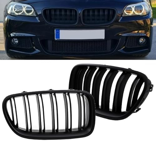 Kühlergrill Grill Schwarz Matt Doppelsteg kompatibel für BMW F10 F11 auch M M5 Grill Rippen Links Rechts Frontgrill