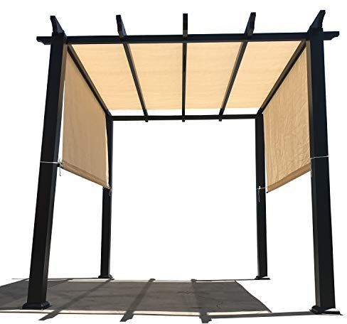 Universal-Pergola-Ersatz-Baldachin mit atmungsaktivem HDPE-Gewebe und Stangentaschen für 3 x 3 m Pergola, Baldachin-Größe: 48 cm L x 274 cm B (Banha Beige)