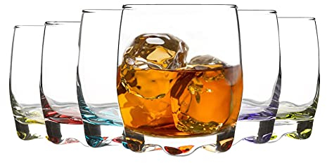 LAV 12x Multicolour 290ml Adora Tumbler Glasses - Stemless Kitchen Water Whiskey Wine Gin Juice Cocktail Drinking Glass Set