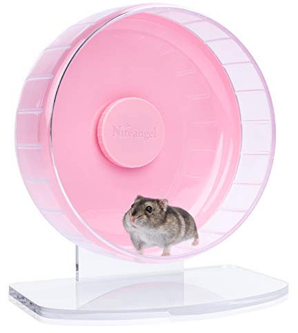 Niteangel Superleise Hamster-Trainingsrad: Leises Spinner Laufrad Mit Verstellbarem Ständer für Rennmäuse, Mäuse Oder Andere Kleintiere (S, Rosa)