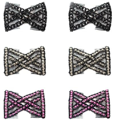 Zasiene Schmetterling Stretch Haarspange 6 Stücke Magie Haarspange Haar Kamm Flexible Haarklammer Elastisch Haarstyling Zubehör(Strass- oder Perlenstil ist zufällig)