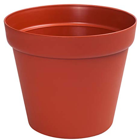 Pot de Fleurs Rond - en Plastique - pour Rebord de fenêtre, terrasse, Jardin d'hiver - 8 Couleurs - 6 Tailles (Terre Cuite, 26 cm)