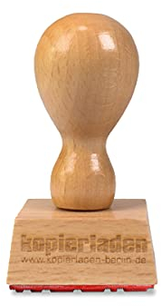 Holzstempel 30 x 30 mm mit eigenem Text und Logo selbst gestalten - Personalisierbarer Stempel aus Buchenholz - optional mit Stempelkissen