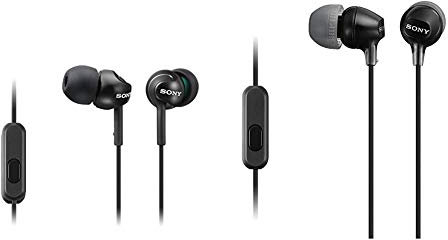Sony MDR-EX110AP Cuffie in-ear con microfono, Auricolari in silicone, Nero & Mdr-Ex15Ap Cuffie In-Ear con Microfono, Auricolari in Silicone, Nero