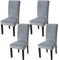 Fuloon Stuhlhussen Samt, Universal Stuhlüberzug 4er Set Stretch Stuhlbezug Protector Cover, Abnehmbar Waschbar Chair Cover für Hotel, Esszimmer, Zeremonie, Bankett Hochzeit Party,Grau