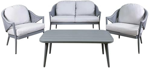 Dellonda Echo 4 Piece Aluminium Outdoor Sofa Set, Grey - DG59