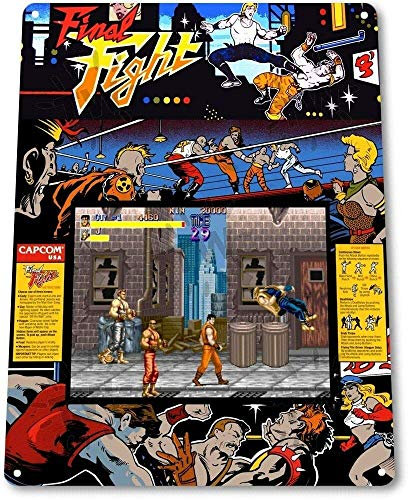 Keviewly Final Fight Classic Capcom Arcade Marquee Game Room Wall Decor - 8X12 Tin Metal Sign