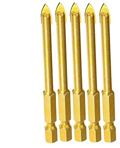 5 unids 10mm carburo de tungsteno broca lanza cabeza con vástago hexagonal vidrio cerámica cabeza plana lanza para espejo porcelana mármol