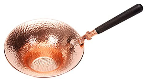 Elegant Purple Copper Tea Strainer with Wooden Handle Unique Fish Design Fine Mesh Filter for Loose Leaf Tea Brewing at Home