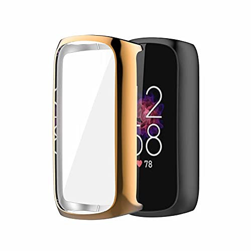 Für Fitbit Luxe Schutzhülle, Colorful All-Inclusive Plattierung TPU Weich Hülle Stoßfest Anti-Kratz Abdeckung Ersatz Protection Zubehör Case Cover Kompatibel mit Fitbit-Luxe Smart Watch (Rose Gold)