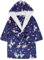 Metzuyan Kids Infant Girls Unicorn All Over Print Hooded Dressing Gown Plush Fleece Night Time Navy 2-3 Years