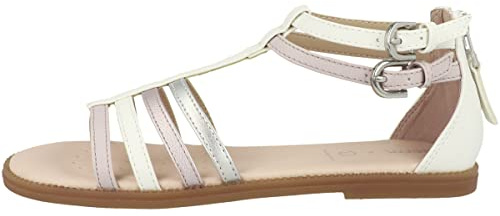 Geox Fille J Karly Girl Sandal, White Lt Rose, 31 EU