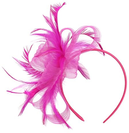 Rosy Fascinators Hat Headband Flower Mesh Fascinators Headpieces Wedding Tea Party Hair Accessories for Women