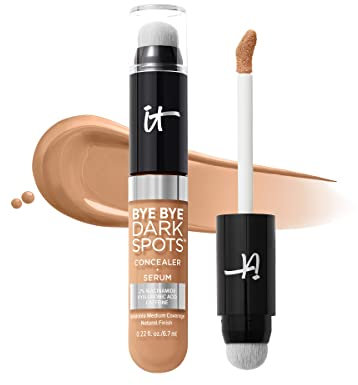 IT Cosmetics, Bye Bye Dark Spots Concealer + Serum, Medium Coverage, Made with Niacinamide, Hyaluronic Acid & Caffeine, Shade: 30 Medium Cool, 6.7 ml