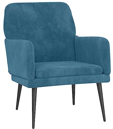 vidaXL Sessel Relaxsessel Relaxstuhl Loungesessel Polstersessel Wohnzimmersessel Lesesessel Fernsehsessel Polsterstuhl Blau 62x79x79cm Samt