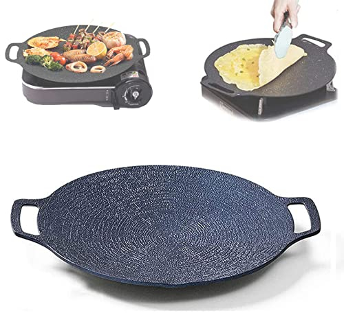 TEVUZ Poêle à gril en pierre médicale multifonctionnelle antiadhésive, poêle à griller pour barbecue 8 en 1, coréenne polyvalente, cuisinière à gaz, table de cuisson électrique (36cm)