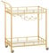 VASAGLE Servierwagen, Rollwagen, Gläserhalter, 2 verspiegelte Glasablagen, Barwagen, Weinwagen, für Küche, Esszimmer, Bar, goldfarben LRC092A62