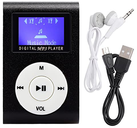 Lecteurs Numériques Mp3 Coran Lecteur Mp3 6 × 6 × 5 Écran LCD De 0,8 Pouces Mini Lecteur De Musique Mp3 Portable Mini Clip en Métal Support Mp3 Carte Mémoire avec Écouteur 3,5 Mm