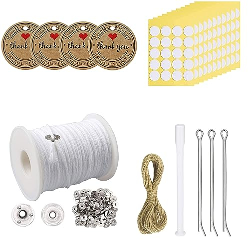 6100cm Kerzendocht Rolle, Rauchfrei Dochte für Kerzen, Baumwolle Kerzen Docht Set, Kerzen Selber Machen Set, Kerzendochte für Kerzen Gießen, Flachdocht für die Kerzenherstellung Kerzen DIY Duftkerzen